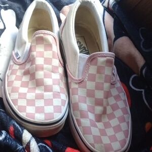 Vans Kids Pink Checkered Slip-On Shoes